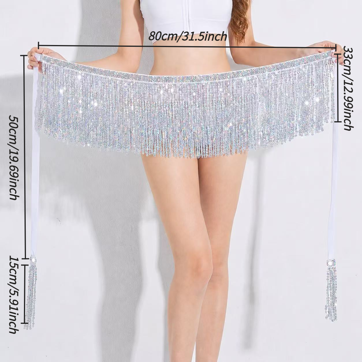 Bohemian Dance 3-Layer Sequined Tassel Waist Scarf